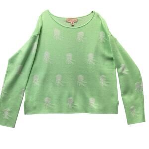 Philosophy Octopus Sweater Size Medium Mint Green Cotton All Over Print